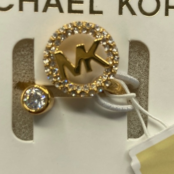 Michael Kors MK Open Ring Rhinestones Rose Gold Silver with Gift Box - Rare - Picture 4 of 4